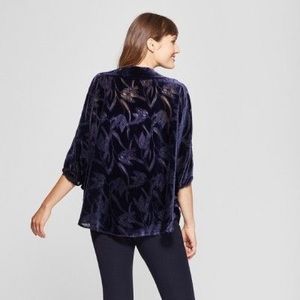A New Day royal blue velvet sheer cardigan OSFM